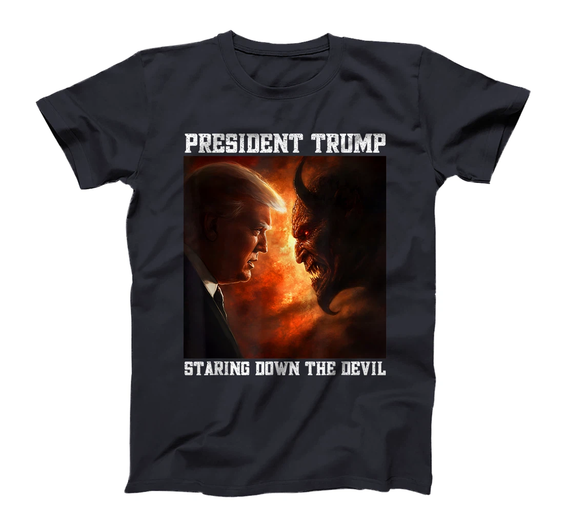 Trump Facing Devil Good Versus Evil Proud Christian Trump T-Shirt