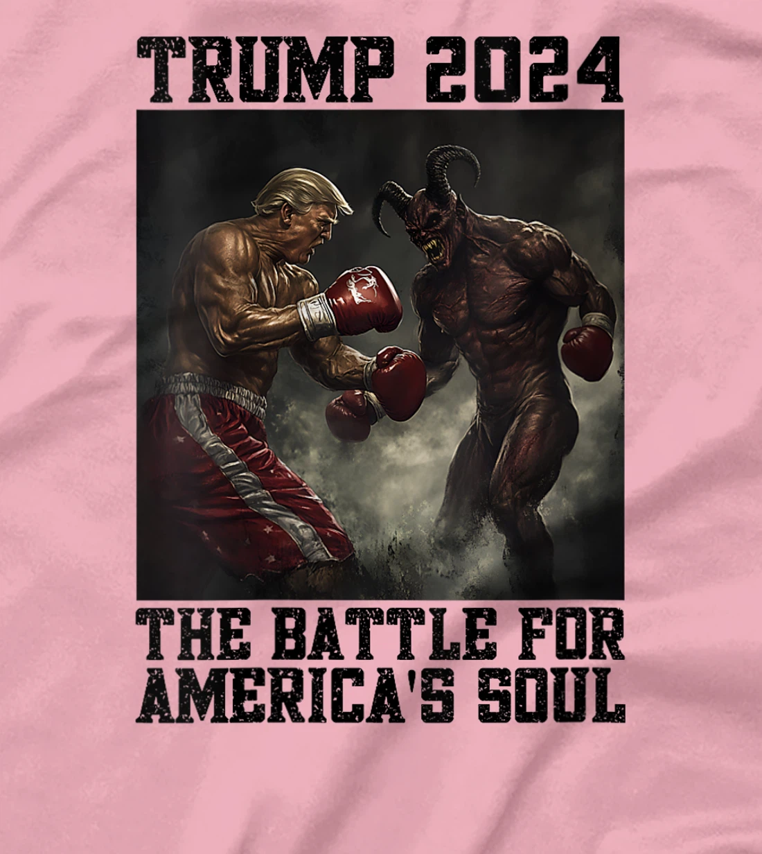 Womens Christians For Trump Boxing Devil Battle For America's Soul T-Shirt