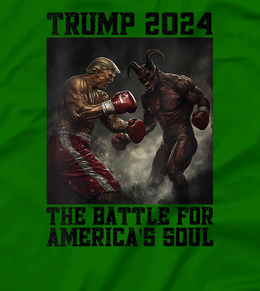 Womens Christians For Trump Boxing Devil Battle For America's Soul T-Shirt