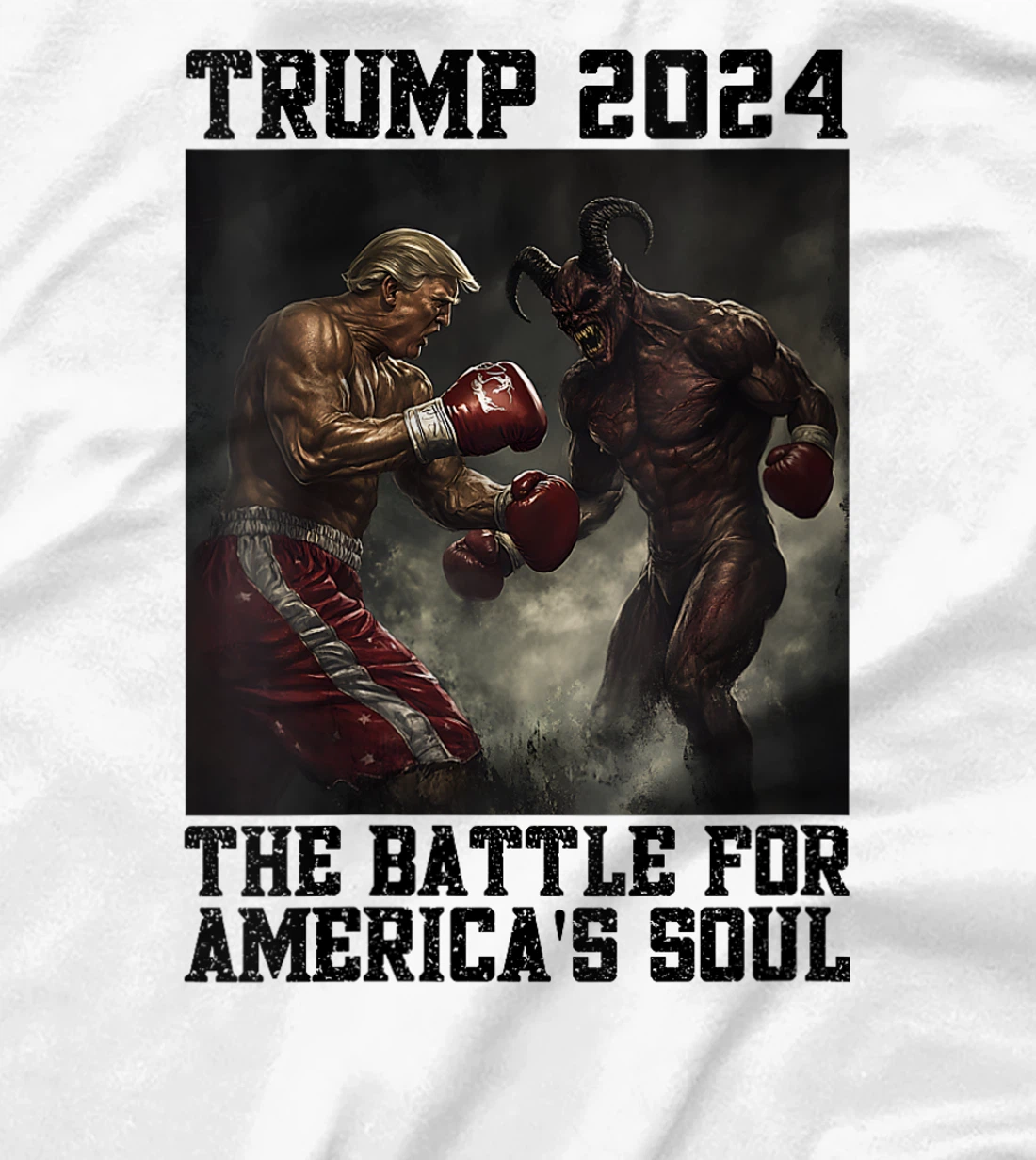 Womens Christians For Trump Boxing Devil Battle For America's Soul T-Shirt