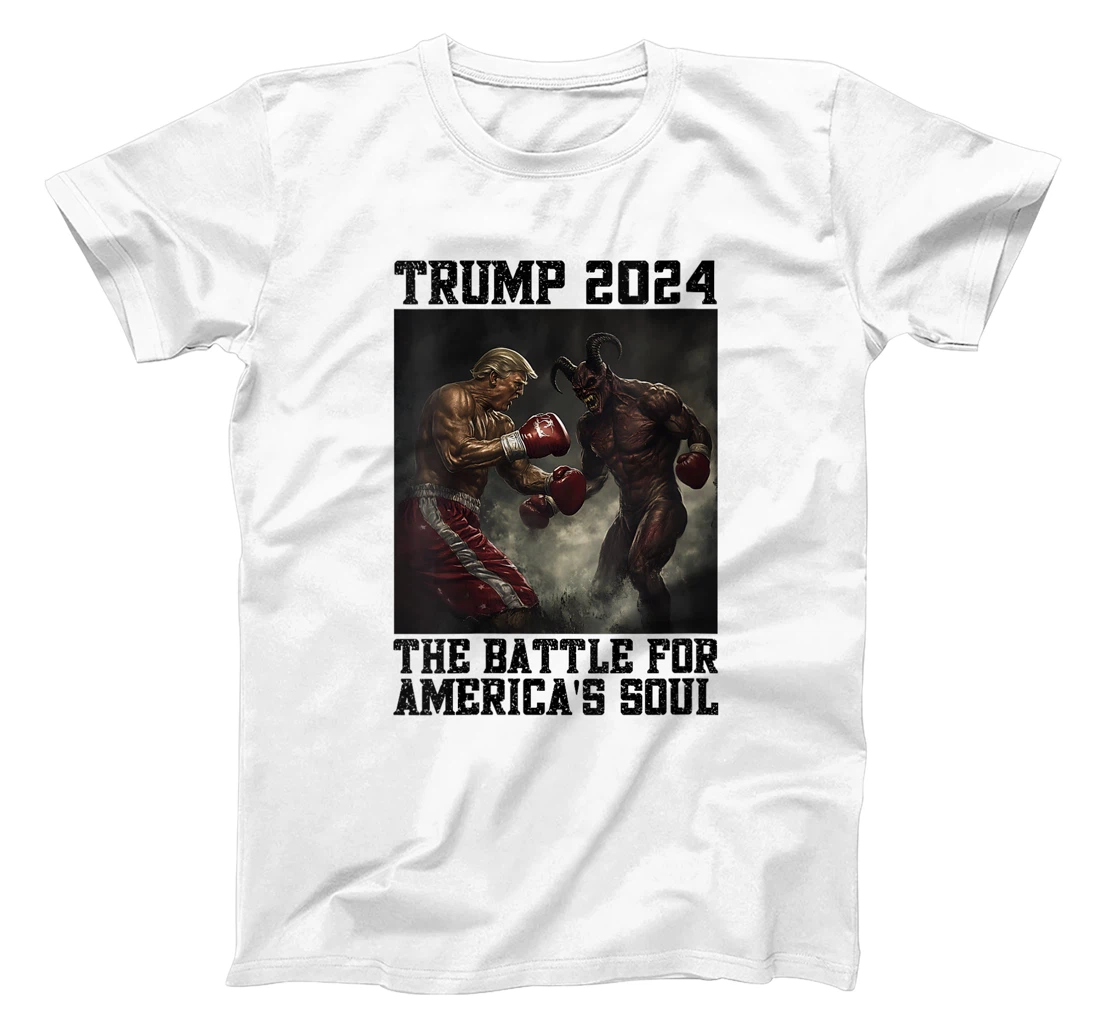 Womens Christians For Trump Boxing Devil Battle For America's Soul T-Shirt