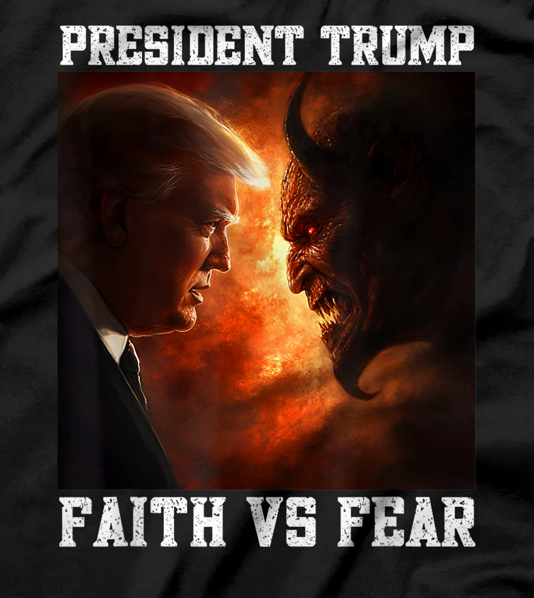 Love Trump Faith Fear Good Versus Evil Proud Christian Trump T-Shirt