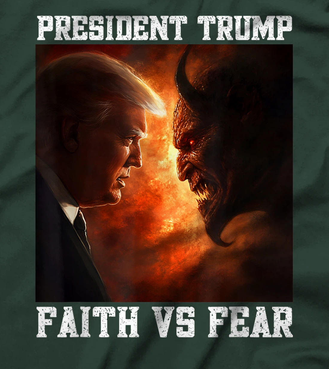 Love Trump Faith Fear Good Versus Evil Proud Christian Trump T-Shirt