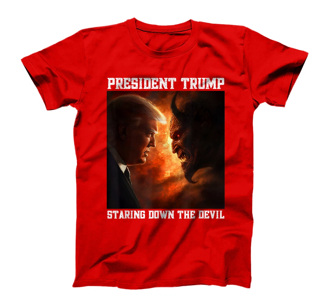 Trump Facing Devil Good Versus Evil Proud Christian Trump T-Shirt