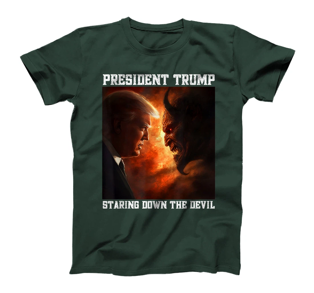 Trump Facing Devil Good Versus Evil Proud Christian Trump T-Shirt
