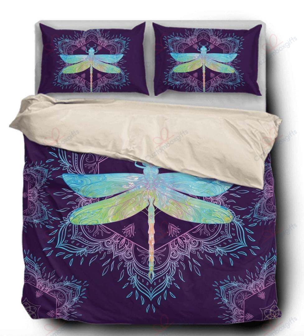Dragonfly Glowing Printed Bedding Set Bedroom Decor - Bedding Set, Duvet Cover, Quilt, Pillow, Blanket