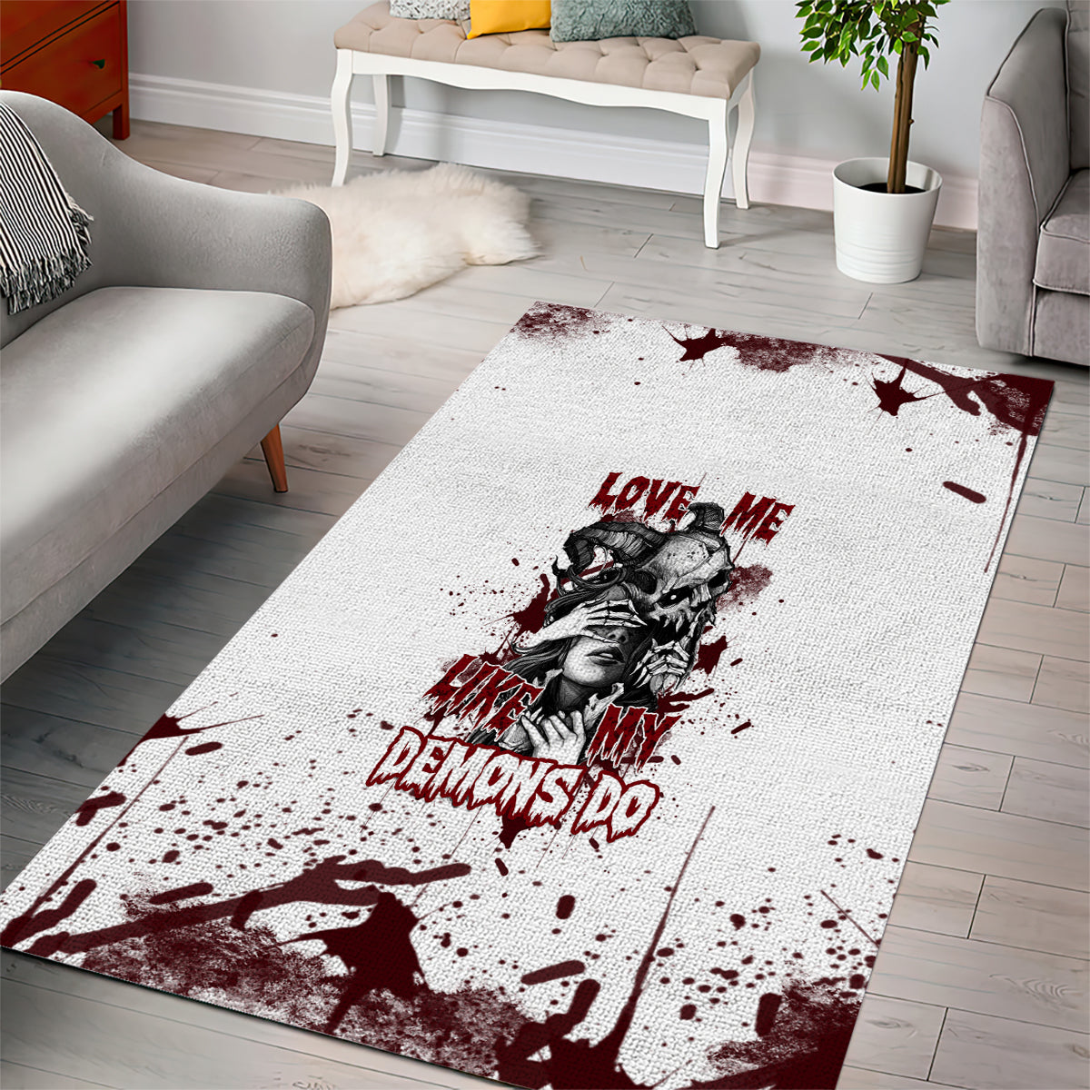 Love Me Like My Demons Do Skull - Rug, Doormat, Bath Mat