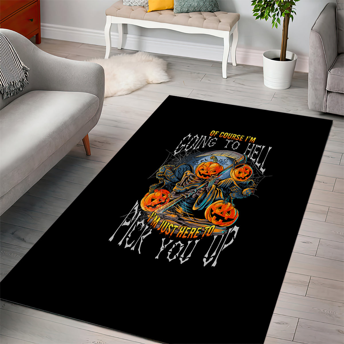 Of Course I'm Going To Hell Skull Pumpkin Halloween - Rug, Doormat, Bath Mat