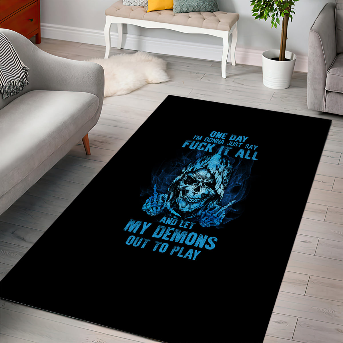 My Demons Out To Play Skull - Rug, Doormat, Bath Mat