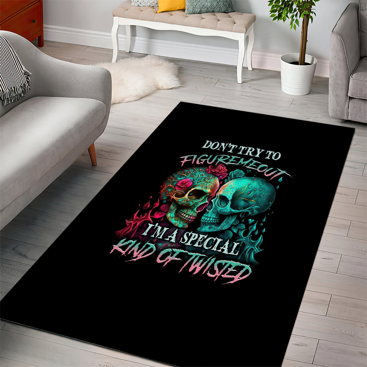 Don't Try To Figure Me Out Skull - Rug, Doormat, Bath Mat