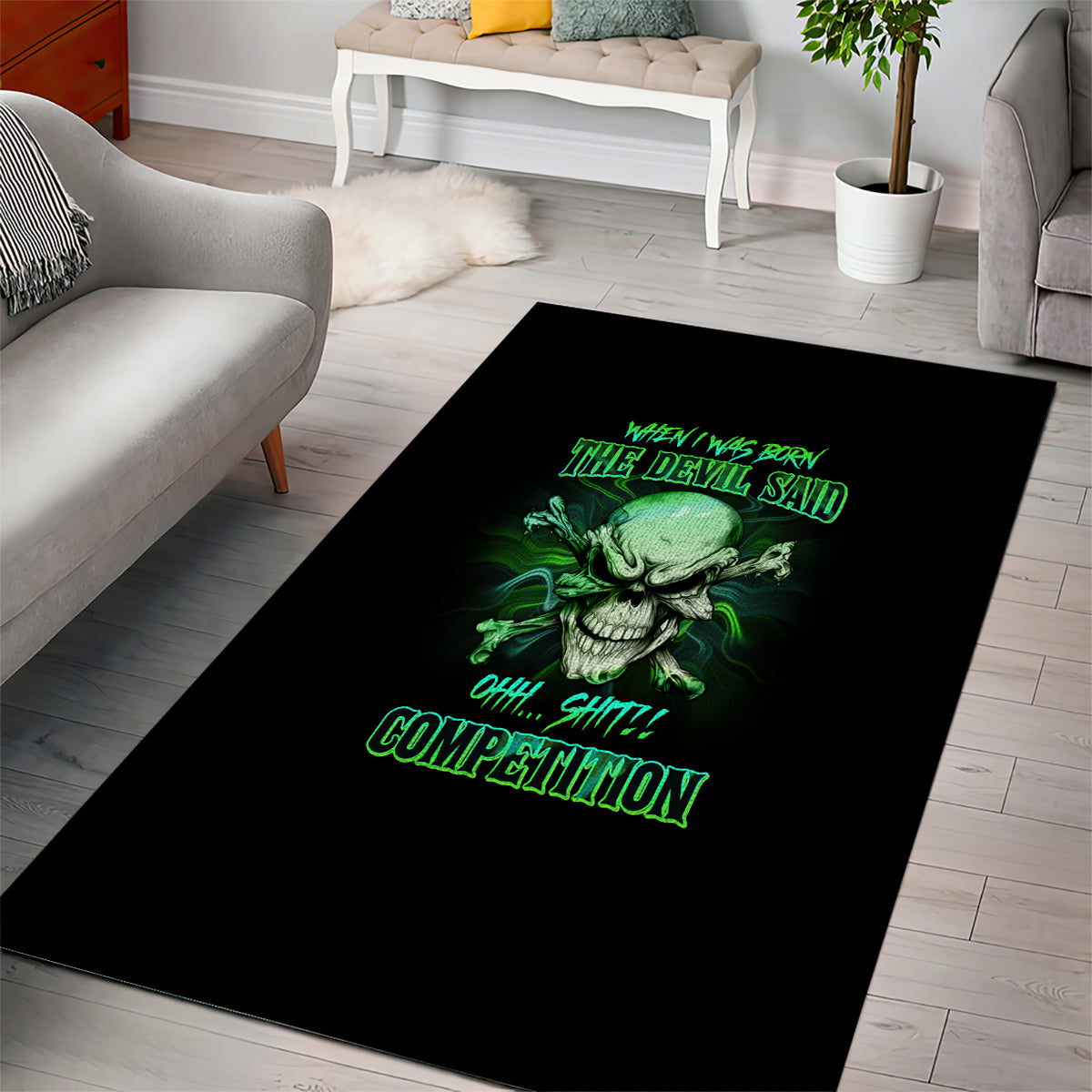 When I Was Born Mad Skull - Rug, Doormat, Bath Mat