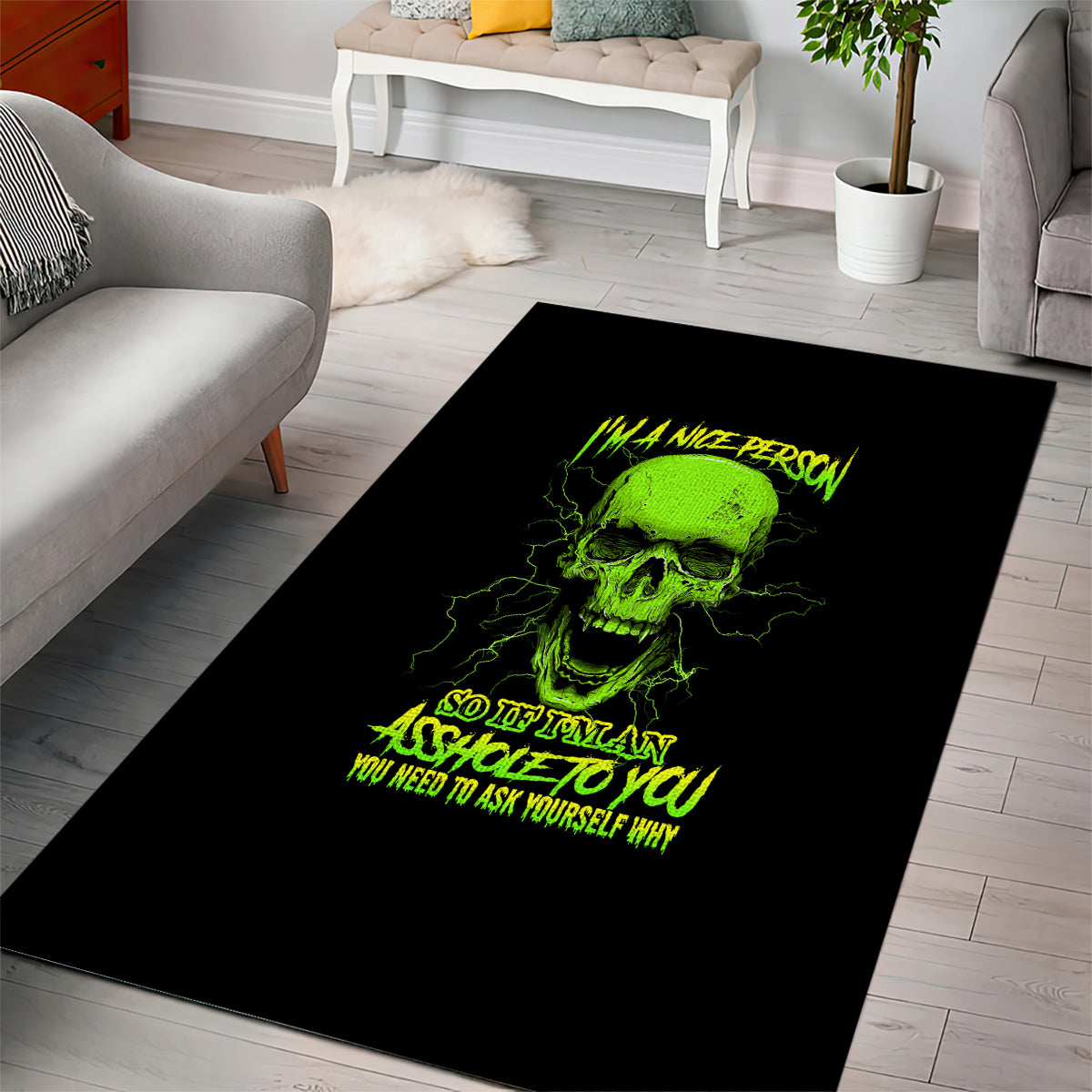 I'm A Nice Person Skull - Rug, Doormat, Bath Mat