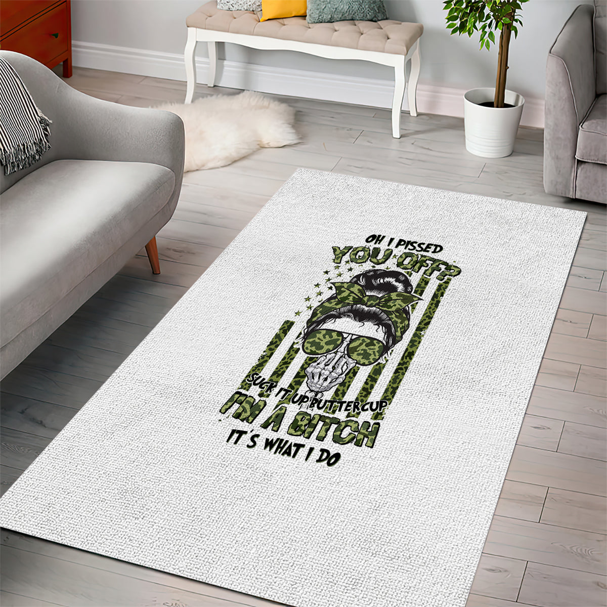 Oh I Pissed You Off Messy Bun - Rug, Doormat, Bath Mat