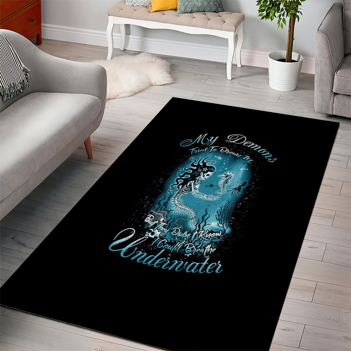 My Demons Tried To Drown Me Mermaid - Rug, Doormat, Bath Mat