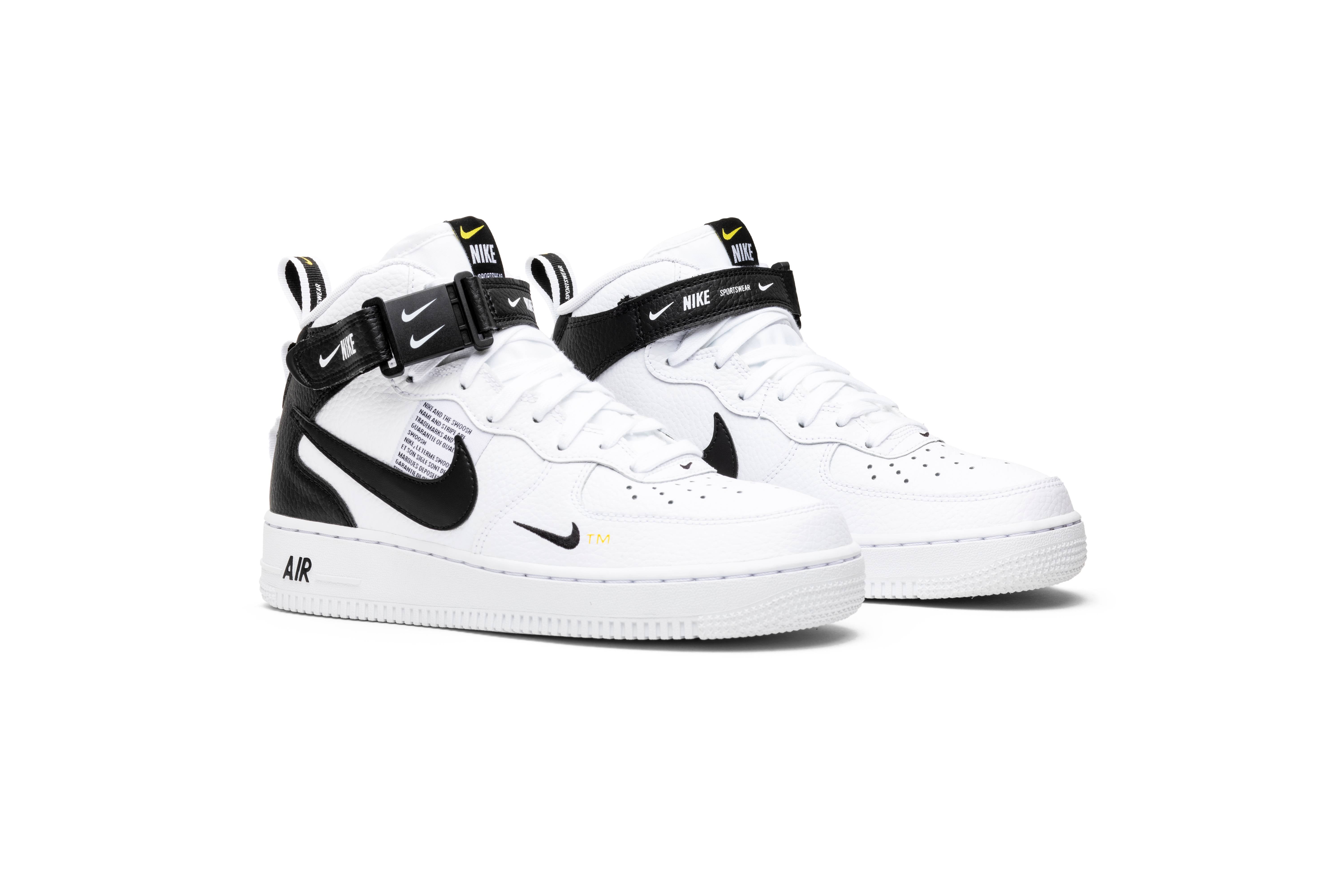 Nike Air Force 1 Mid Utility White Black 804609-103 - Image 15