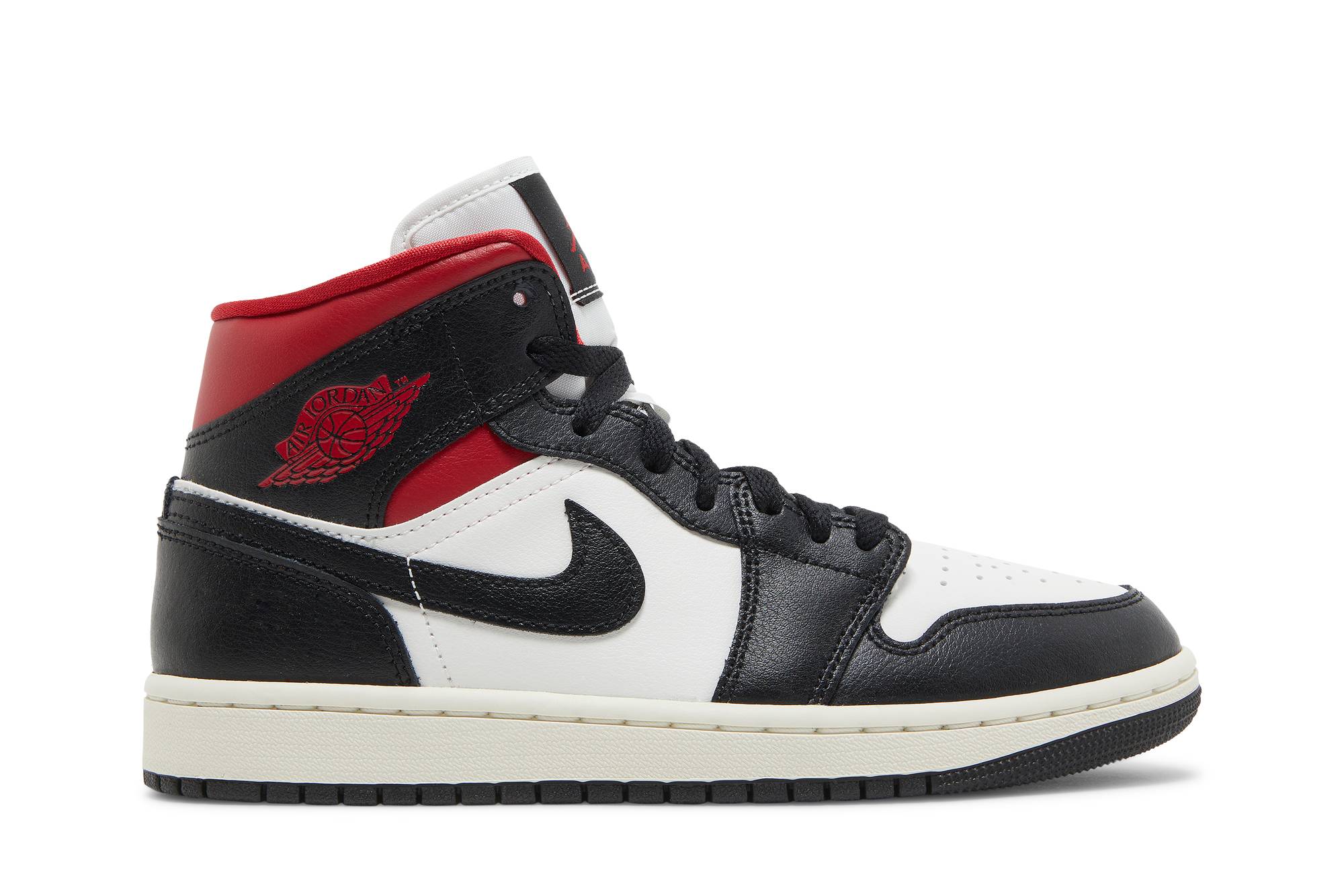 ( Women ) Air Jordan 1 Mid ‘Black Sail Gym Red’ BQ6472-061
