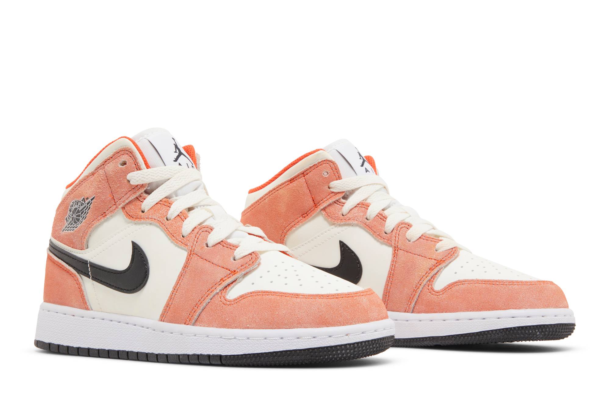 ( Grade School ) Air Jordan 1 Mid Orange Suede DV1336-800 - Image 8