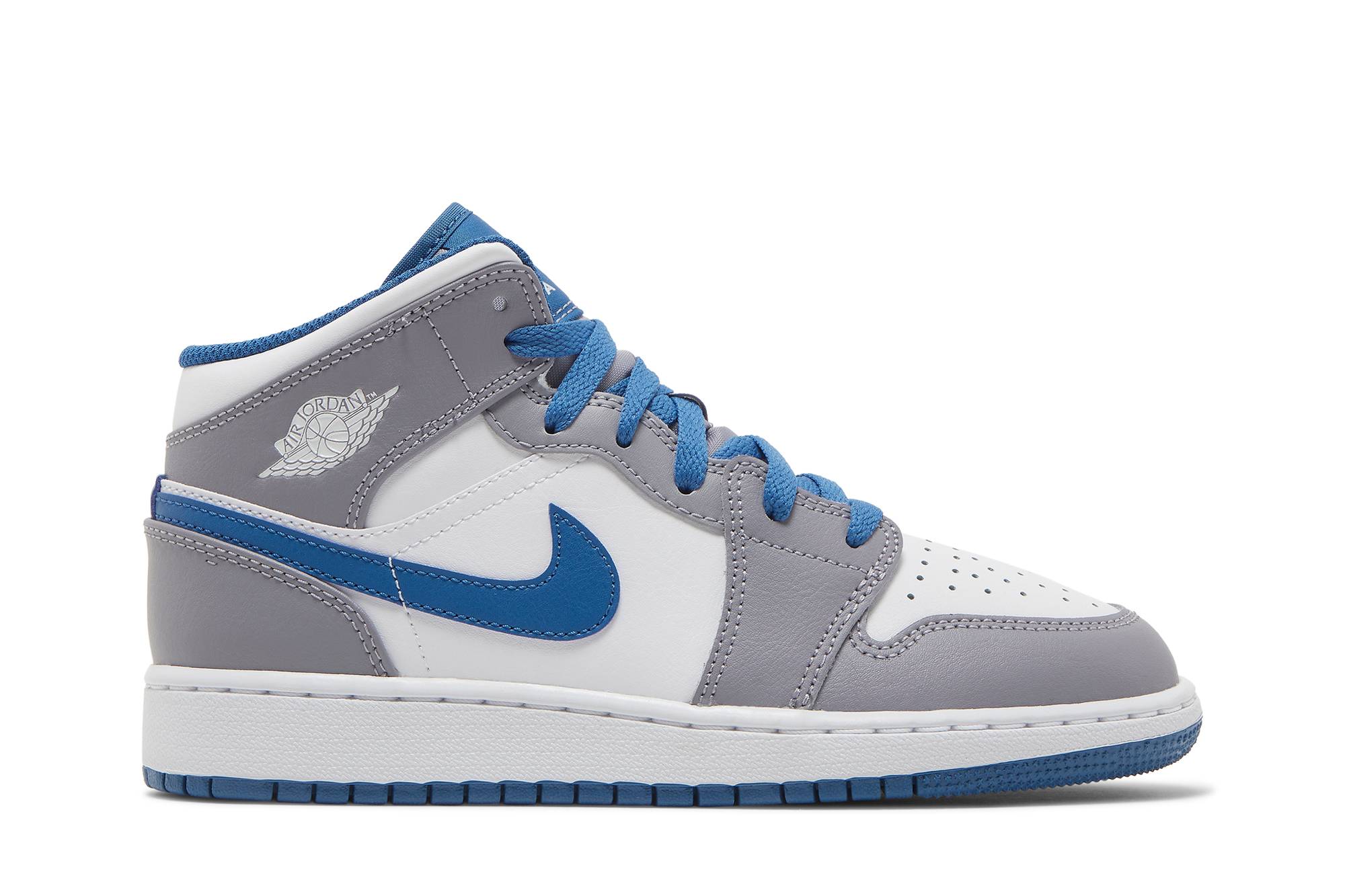 ( Grade School ) Air Jordan 1 Mid ‘Cement True Blue’ DQ8423-014