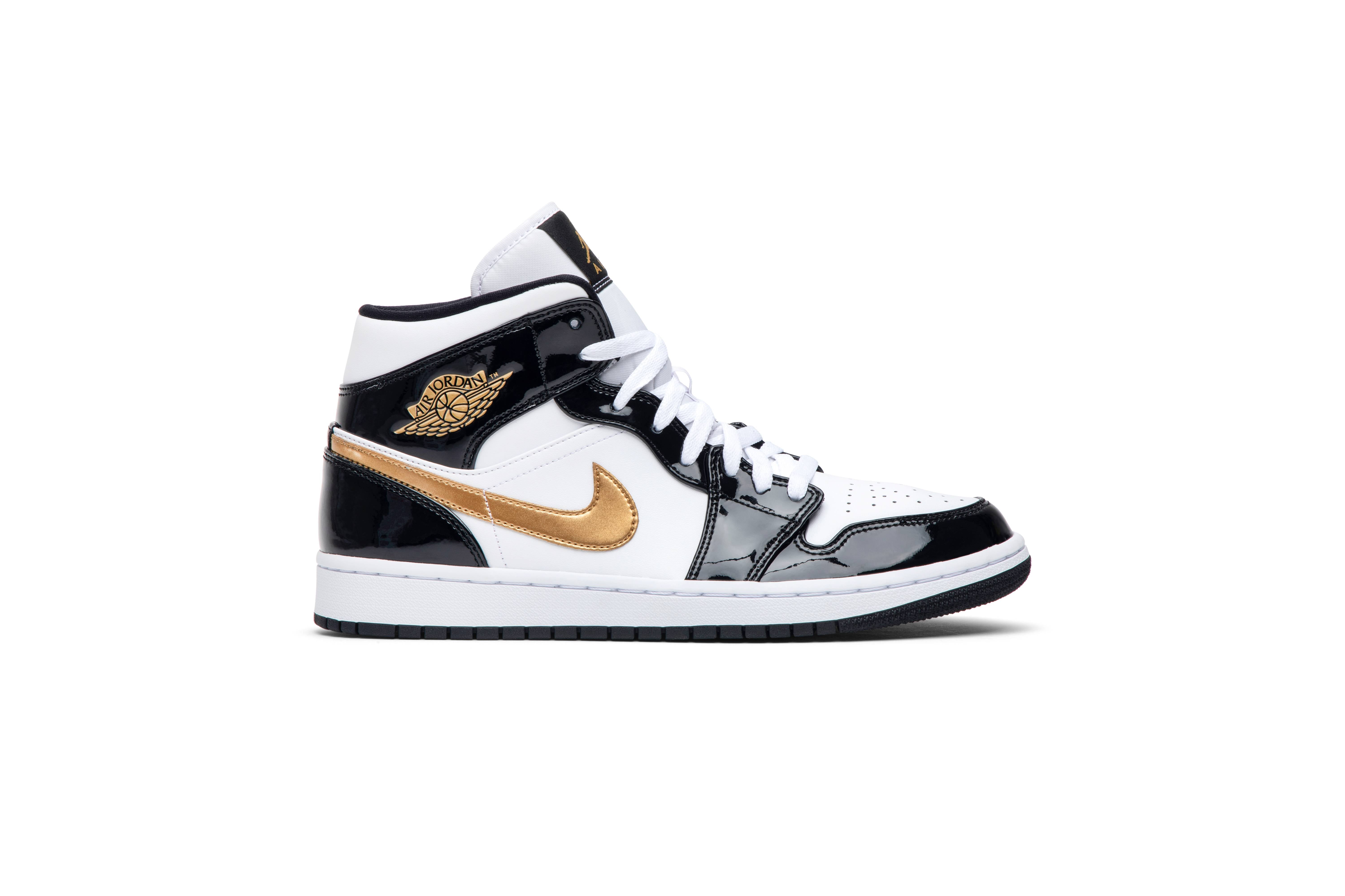 Air Jordan 1 Mid Patent Black Gold 852542-007