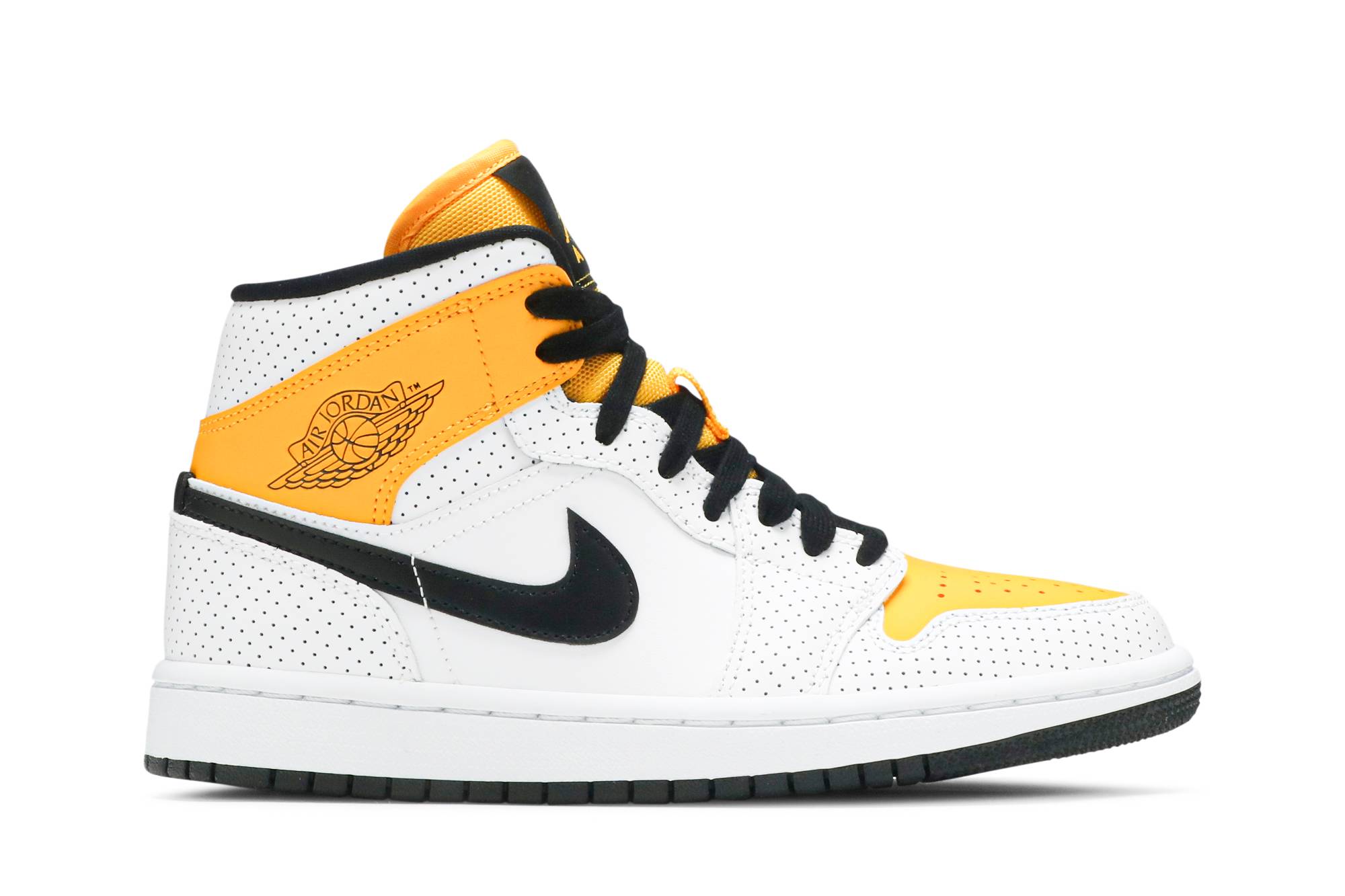 ( Women ) Air Jordan 1 Mid ‘Perforated – White University Gold’ BQ6472-107