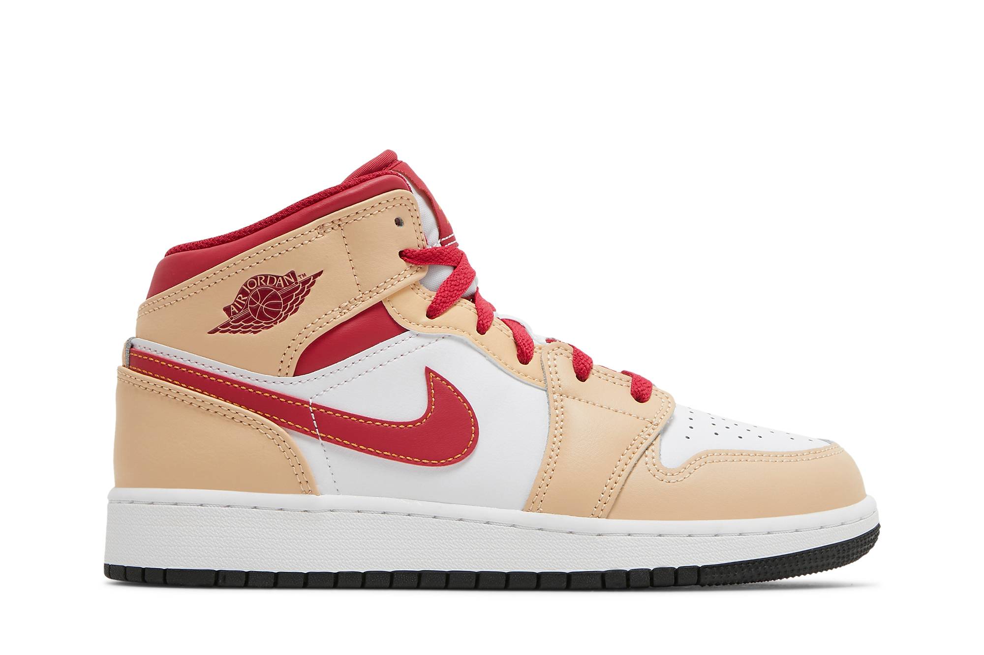 ( Grade School ) Air Jordan 1 Mid ‘Beige Red’ 554725-201
